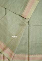 Olive Grey - Shalini Plain Kota Silk Saree with Thread Weaving Border - Perfect for Office Wear