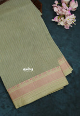 Olive Grey - Shalini Plain Kota Silk Saree with Thread Weaving Border - Perfect for Office Wear