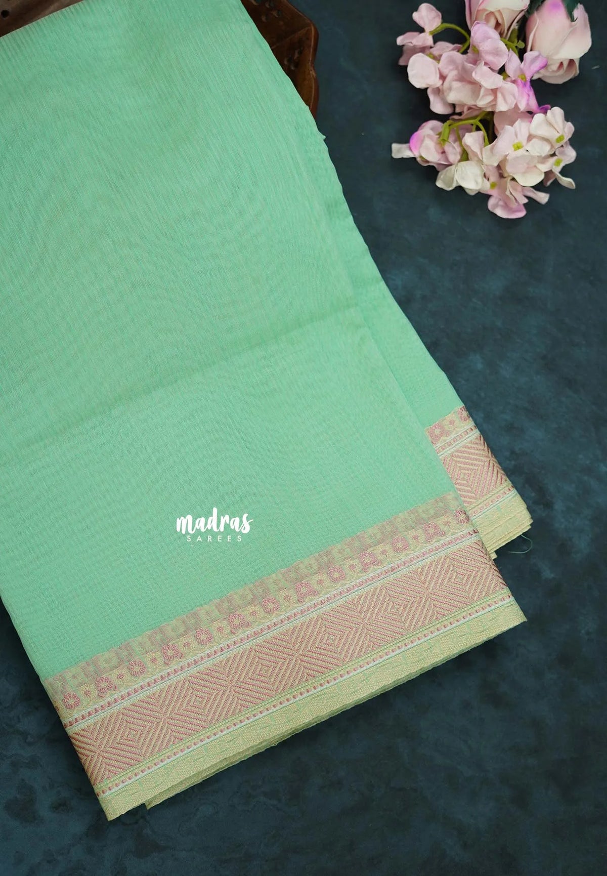 Mist Mint - Shalini Plain Kota Silk Saree with Thread Weaving Border - Perfect for Office Wear