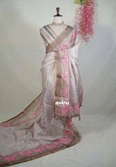 Taupe Beige - Shalini Premium Kota Silk Saree with Floral Border - Best for Small Functions | Casual Wear