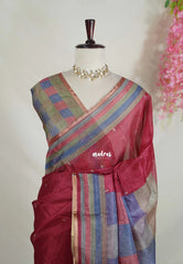 Muted Wine Maroon - Shalini Premium Kota Silk Saree with Multi Checks Pallu and Blouse  - Best for Office Wear | Casual Wear