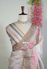 Taupe Beige - Shalini Premium Kota Silk Saree with Floral Border - Best for Small Functions | Casual Wear