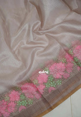 Taupe Beige - Shalini Premium Kota Silk Saree with Floral Border - Best for Small Functions | Casual Wear