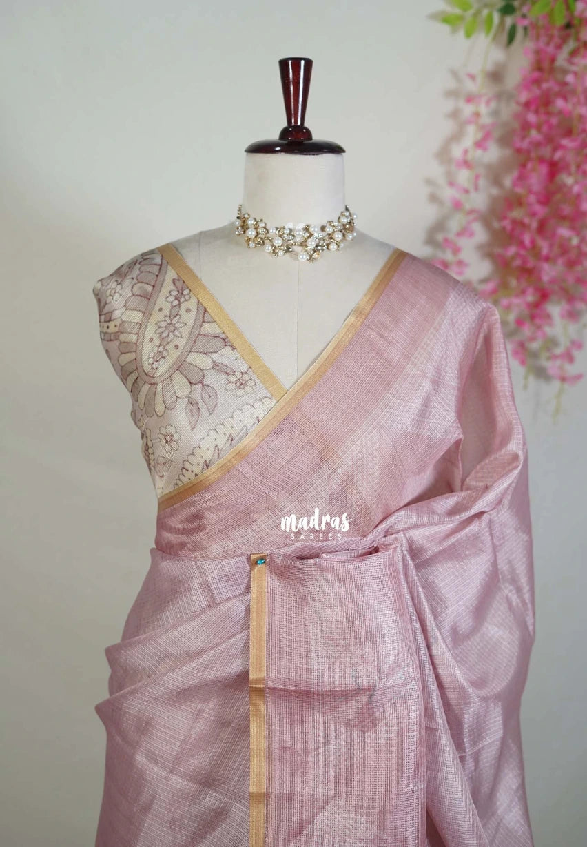 Mauve Onion Pink - Shalini Premium Kota Silk Saree with Tiny Border  - Best for Small Functions | Casual Wear