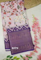 Shalini - Pichwai Printed kota semi silk saree with rich banarasi border - Mild Lavender