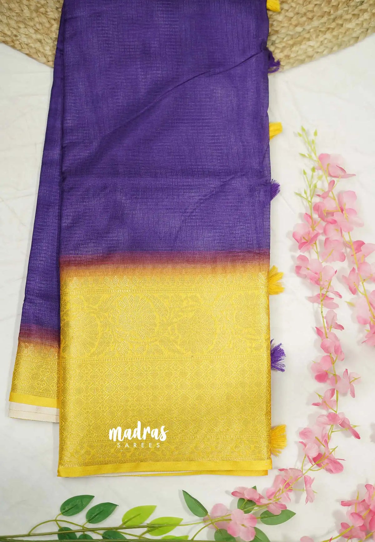 Shalini -  kota semi silk saree with rich banarasi pallu - Violte Purple