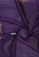 Mango yellow with Purple - Shalini Premium kota silk with small border contrast pallu and blouse