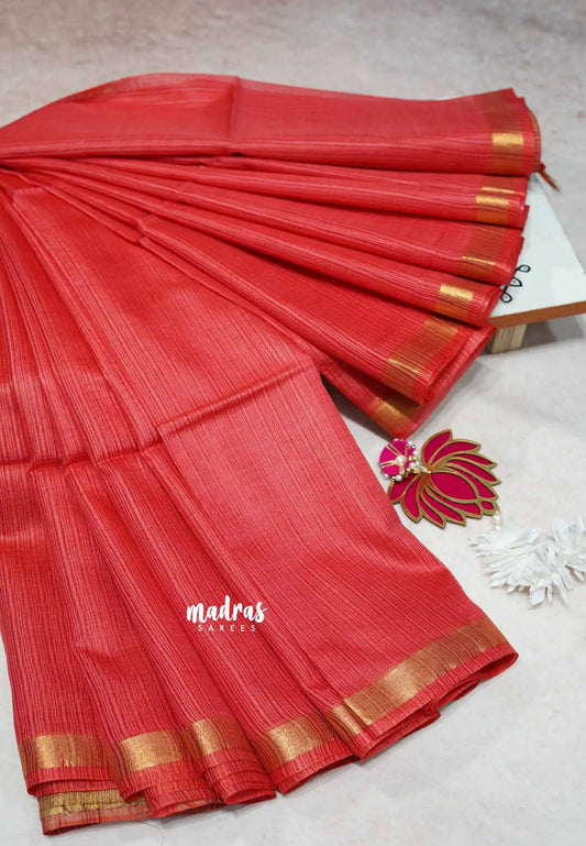 Coral Red- Shalini Premium kota silk with small border