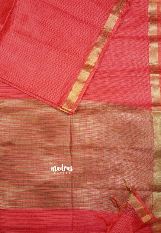 Coral Red- Shalini Premium kota silk with small border
