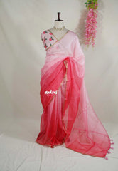 Rose Blush - Shalini Premium Kota Silk Gradient Saree with Flower Printed Blouse - Best for Office Wear | Casual Wear