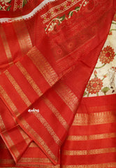 Shalini Pichwai Printed kota semi silk saree with multi border Beige color