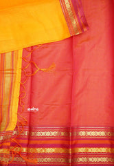 Shalini Plain kota semi silk saree with multicolor border Orange yellow