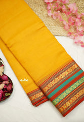 Shalini Plain kota semi silk saree with multicolor border Fresh yellow