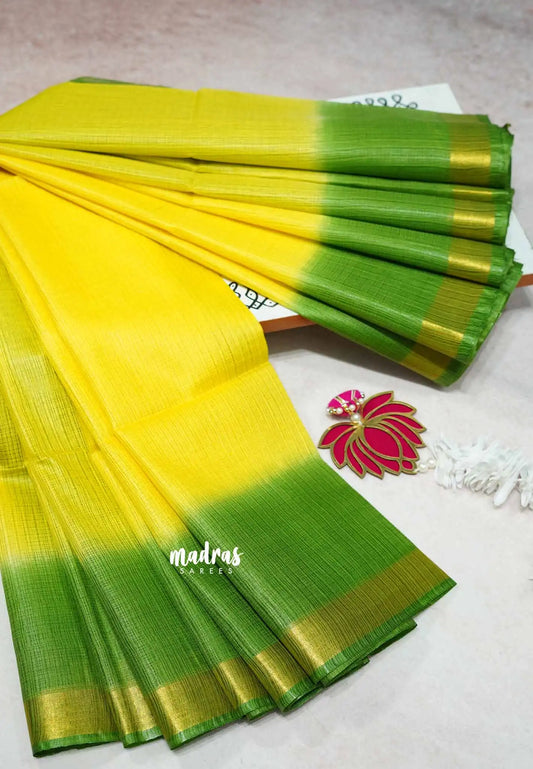 Lime Yellow - Shalini Premium kota silk gradient colors with small border