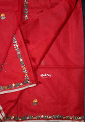Spicy Red - Premium Kota Silk with Hand Stitched Embroidery - Best for Office Wear | Hightea Party