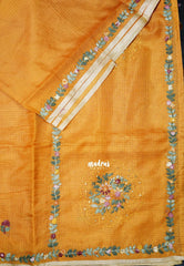 Saffron Yellow - Premium Kota Silk with Hand Stitched Embroidery - Best for Office Wear | Hightea Party