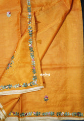 Saffron Yellow - Premium Kota Silk with Hand Stitched Embroidery - Best for Office Wear | Hightea Party