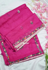 Fuchsia Pink - Premium Kota Silk with Hand Stitched Embroidery - Best for Office Wear | Hightea Party