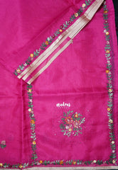 Fuchsia Pink - Premium Kota Silk with Hand Stitched Embroidery - Best for Office Wear | Hightea Party