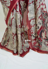 Majestic Maroon - Shalini Premium Kota Silk with Kalahasti Prints - Best for Pooja Functions | Casual Wear
