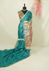 Peacock Green - Shalini Premium Kota Silk with Kalamkari Pallu and Blouse - Best for Small Functions