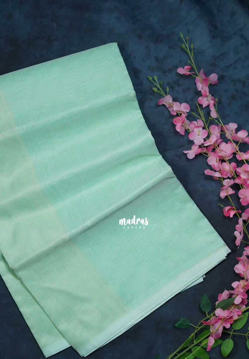 Pastel Green - Shalini Plain Kota Silk Saree with Checks - Perfect for Office Wear | Casual Wear