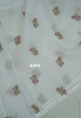 Snow White - Shalini - Premium Super Net Saree with Embroidery Buttas and Applique Work Pallu - Best for Office Wear / Hightea party