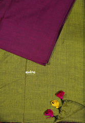 Magenta Purple - Soft khadi with contrast pallu and blouse - Shruti