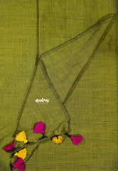 Magenta Purple - Soft khadi with contrast pallu and blouse - Shruti