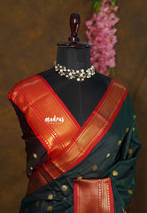 Deep Midnight Green - Sico Gadwal semi silk - Best for Wedding Functions