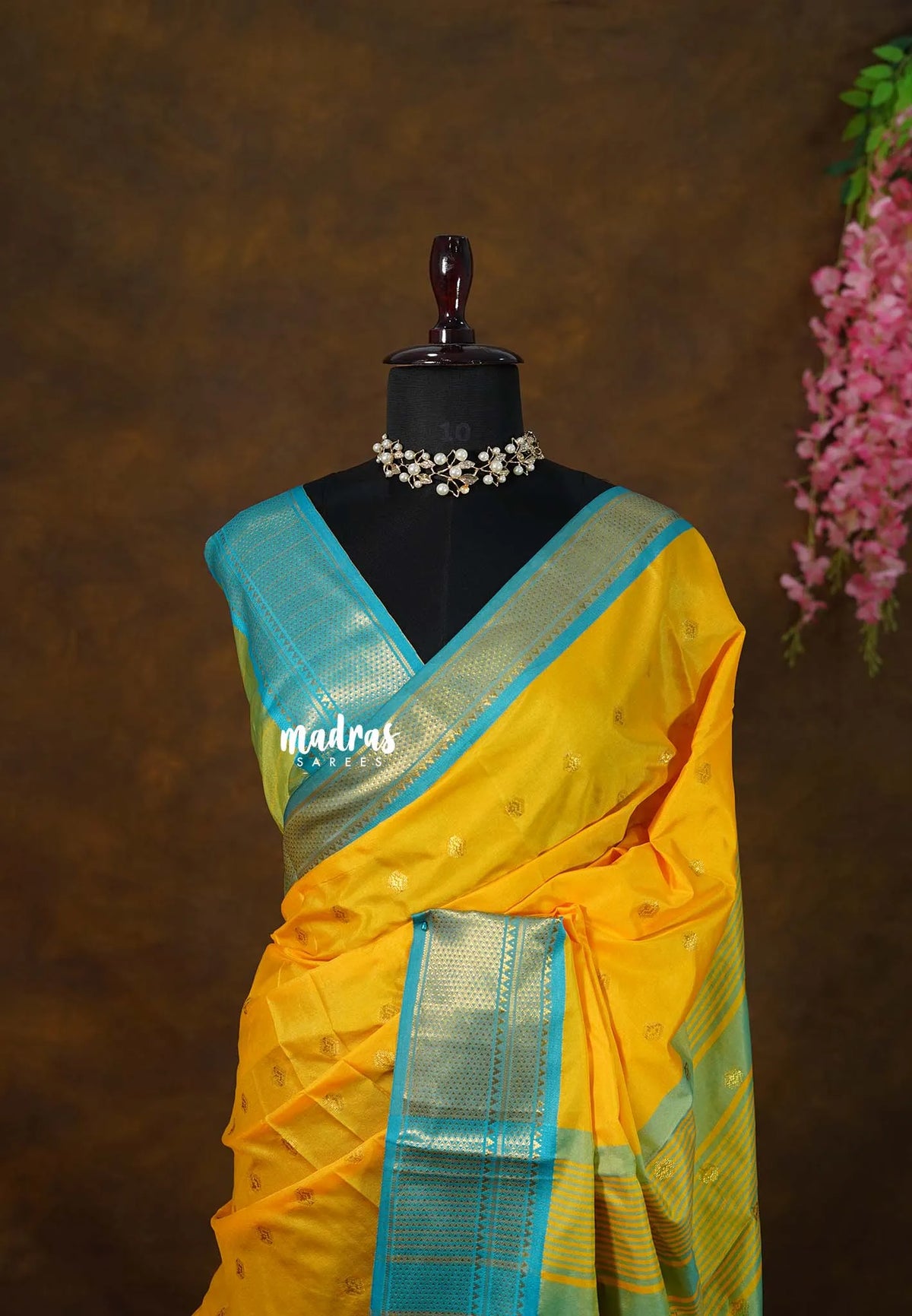 Marigold Yellow - Sico Gadwal semi silk - Best for Wedding Functions