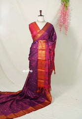 Dualshade Purple - Sico Gadwal semi silk Saree with Double Mayil Border - Best for Wedding Functions