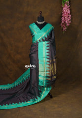 (PRE-BOOKING) Wine brown - Sico Gadwal checks with Rudraksham and Temple Border - Perfect for Wedding Functions