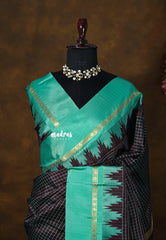 (PRE-BOOKING) Wine brown - Sico Gadwal checks with Rudraksham and Temple Border - Perfect for Wedding Functions