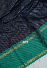 Midnight Blue - Sico Gadwal Semi Silk Muthukattam with Rettapet Border - Best for Small Functions