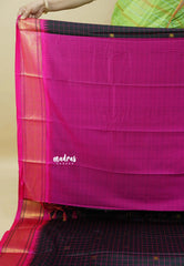 Sico Gadwal checks Black with pink border