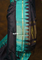 Wine brown - Sico Gadwal checks with Rudraksham and Temple Border - Perfect for Wedding Functions