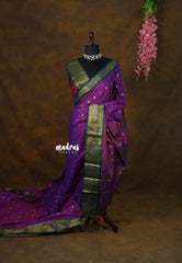 Dual shade Purple with green border - Sico Gadwal semi silk