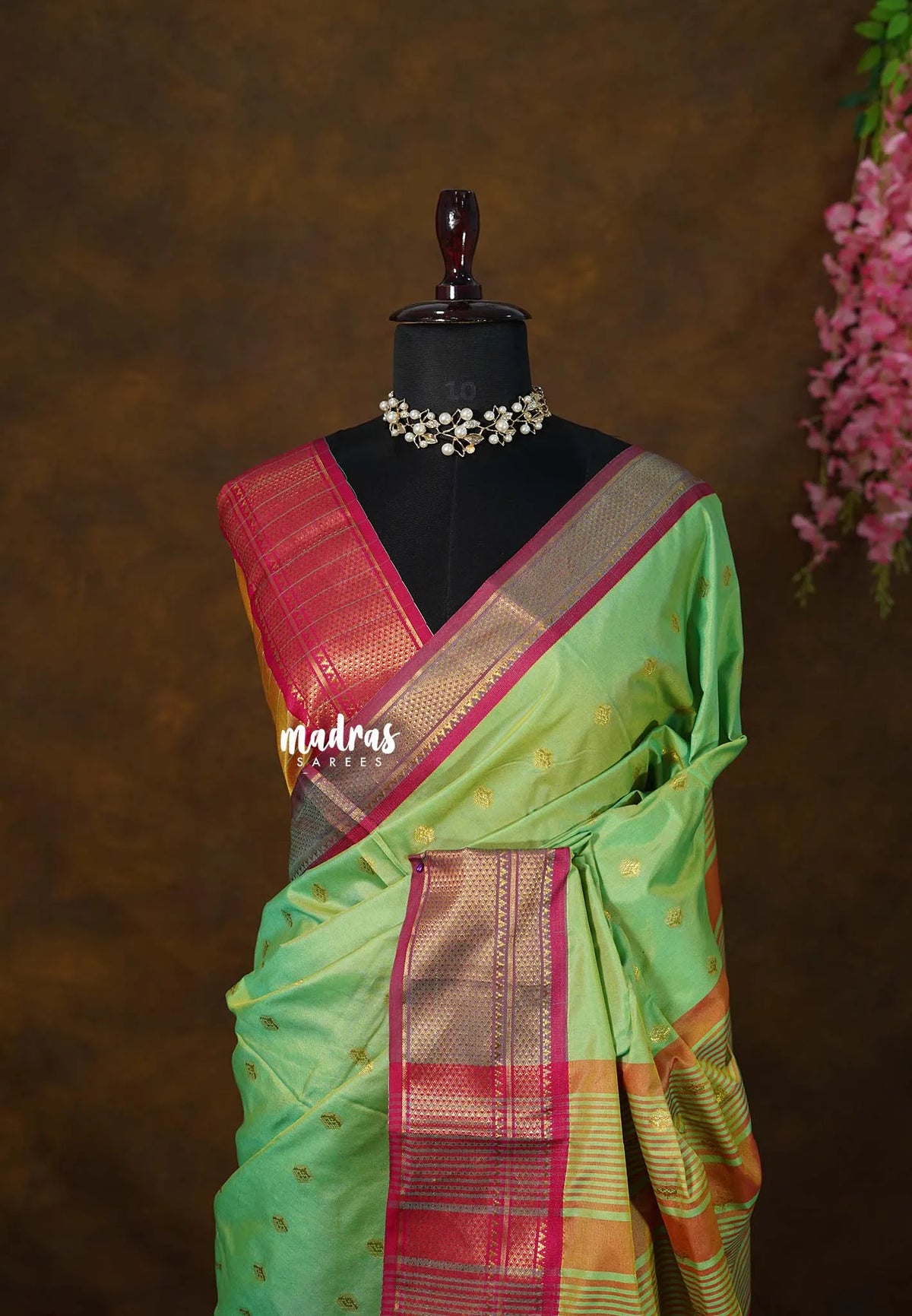 Pista Green - Sico Gadwal semi silk - Best for Wedding Functions