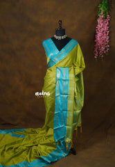Lime Green - Sico Gadwal Rettapet Border with Buttas - Best for Wedding Functions | Gifting
