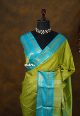 Lime Green - Sico Gadwal Rettapet Border with Buttas - Best for Wedding Functions | Gifting