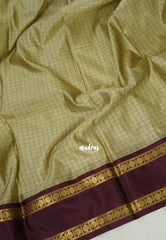 Dry Elachi Green - Sico Gadwal Semi Silk Checks with Rettapet Rudraksham Border - Best for Wedding Functions