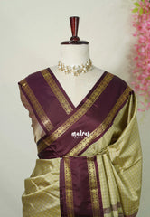 Dry Elachi Green - Sico Gadwal Semi Silk Checks with Rettapet Rudraksham Border - Best for Wedding Functions