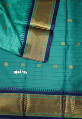 Sico Gadwal checks sea green with blue border