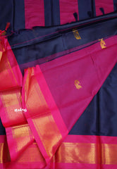 Sico Gadwal blue with pink border - Madras Sarees 