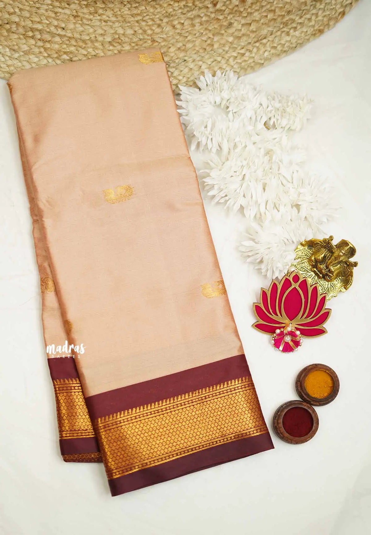 Sico Gadwal Lotus peach with maroon