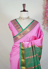 Rose Pink - Sico Gadwal Semi Silk Saree with Gadwal Border - Best for Wedding Functions