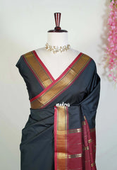 Ebony Black - Sico Gadwal Semi Silk Saree with Gadwal Border - Best for Wedding Functions