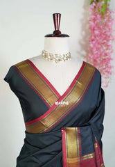 Ebony Black - Sico Gadwal Semi Silk Saree with Gadwal Border - Best for Wedding Functions