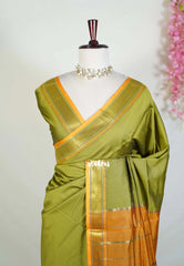 Olive Mehndi Green - Sico Gadwal Semi Silk Saree with Gadwal Border - Best for Wedding Functions